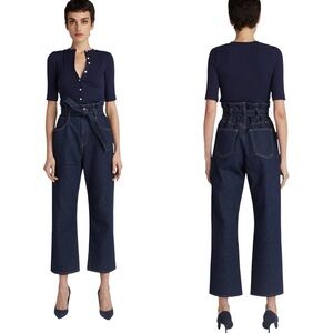 3X1 KELLY PAPERBAG WAIST DARK DENIM CROP JEANS SIZE 25